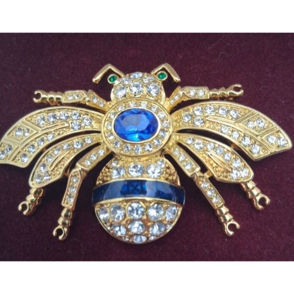 Camrose & Kross JBK Jackie Kennedy Bee Rhinestone Enamel Brooch Pin COA Box